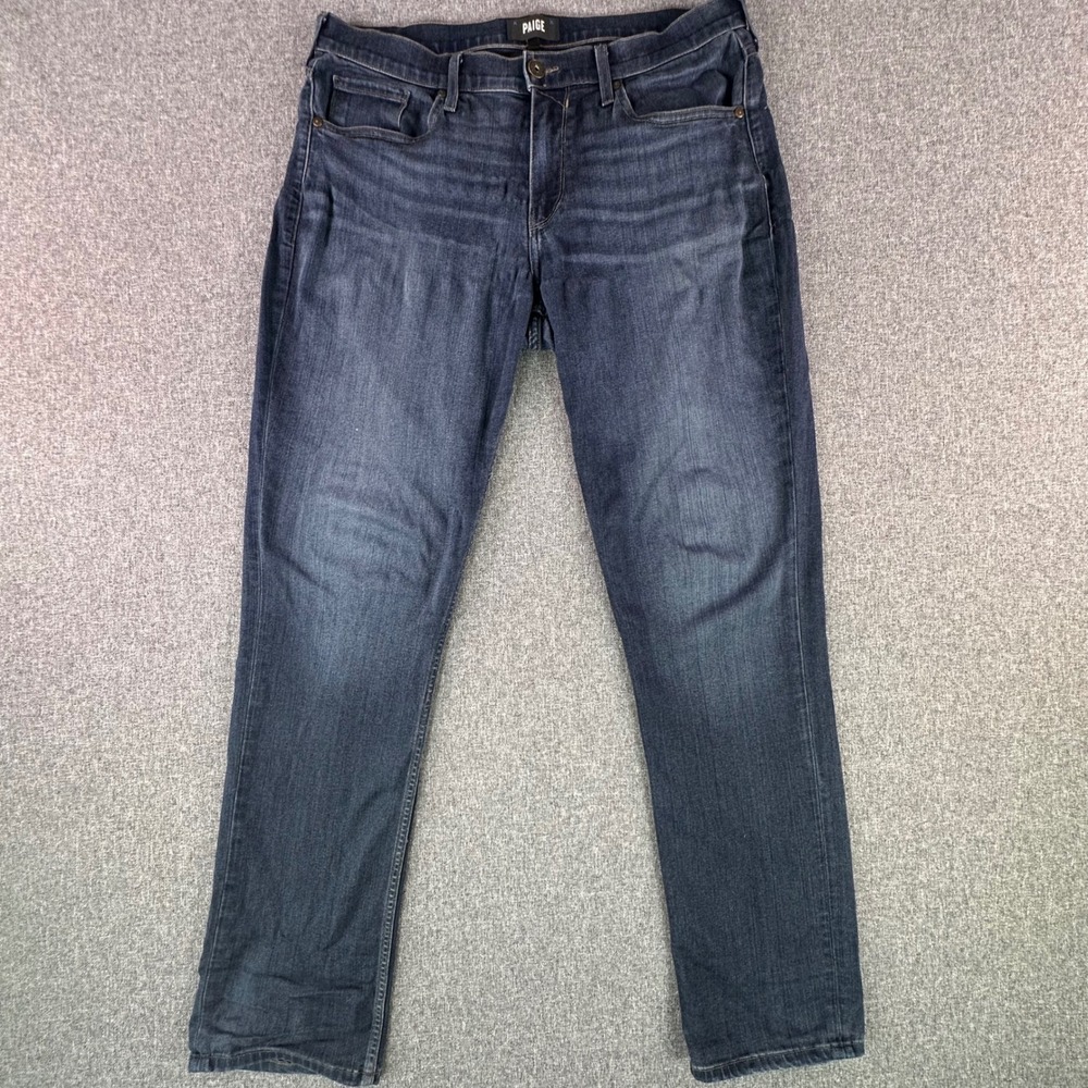 Paige Jeans Women 33 Federal Dark Wash Blue Transcend Slim Straight Made in USA